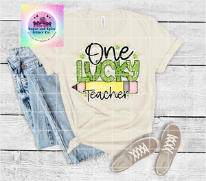 One Lucky Teacher Sublimation Print - Shirt Transfer