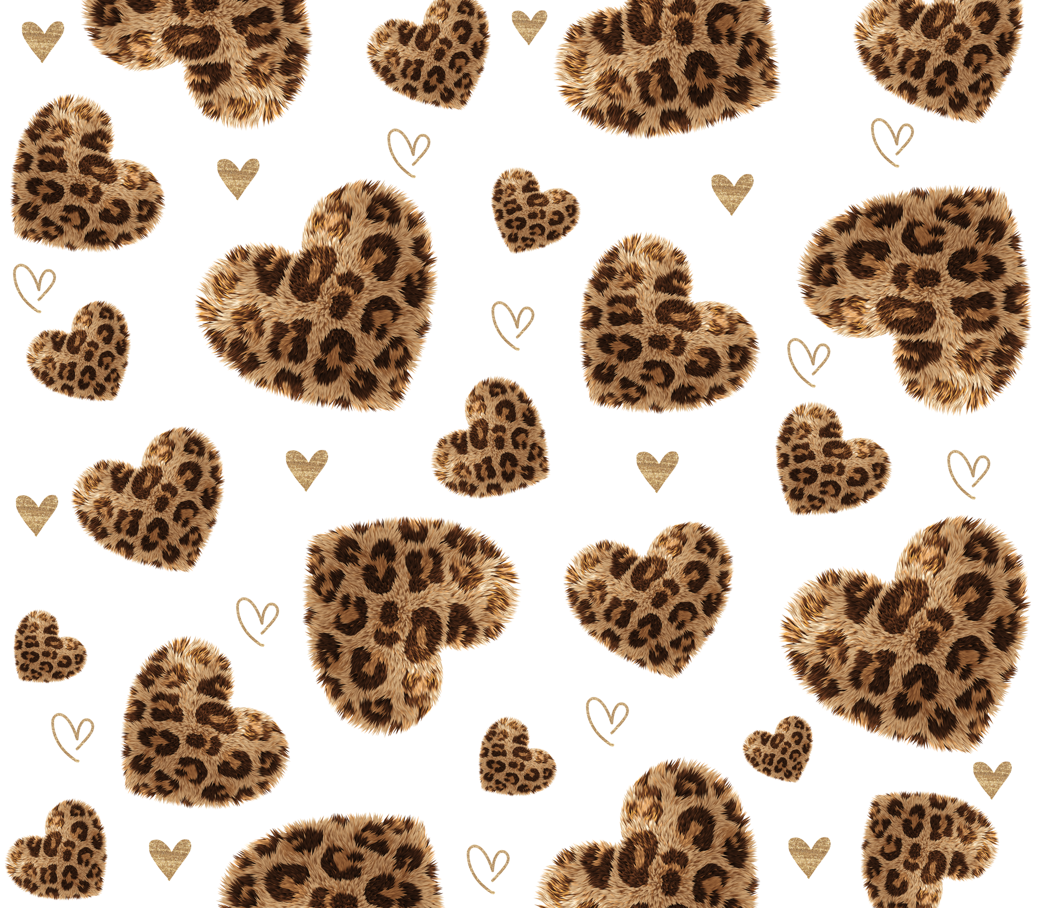 Furry Leopard Hearts Sublimation Print - Tumbler Wrap