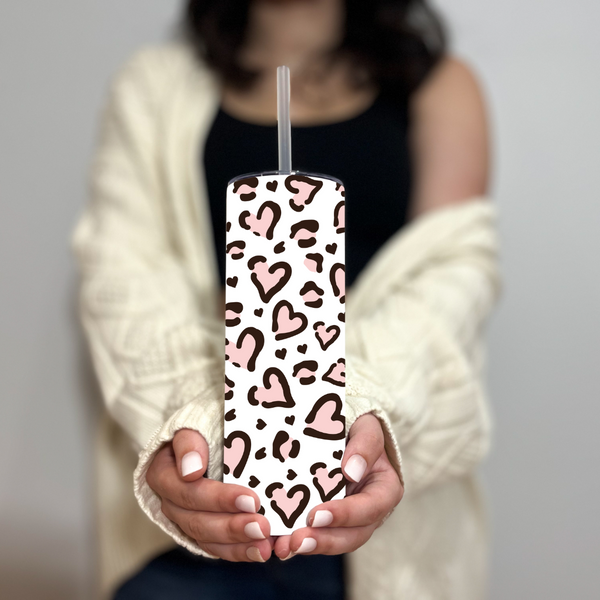 Leopard Pint Heart Sublimation Print - Tumbler Wrap