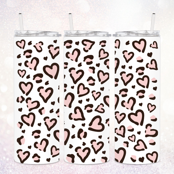Leopard Pint Heart Sublimation Print - Tumbler Wrap