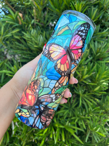 Stained Glass Butterfly Sublimation Tumbler || Ready to ship