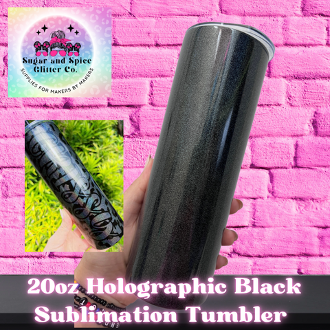 20oz Holographic Black Sublimation Tumbler