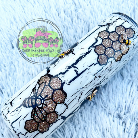 3D Honey Bee Charm Tumbler || Made to Order