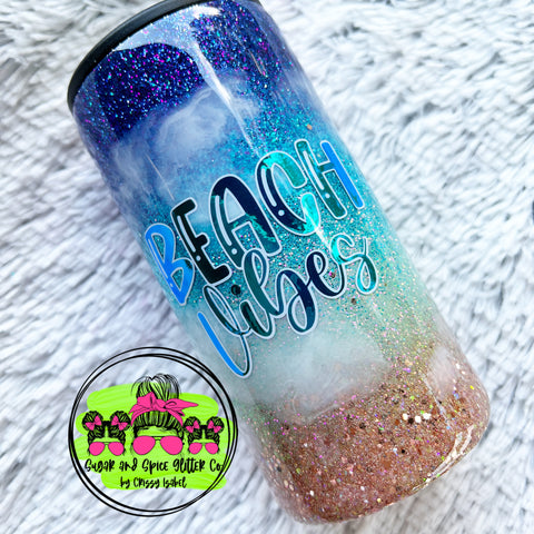 Beach Vibes Can Cooler Tumbler Duo || Made to order
