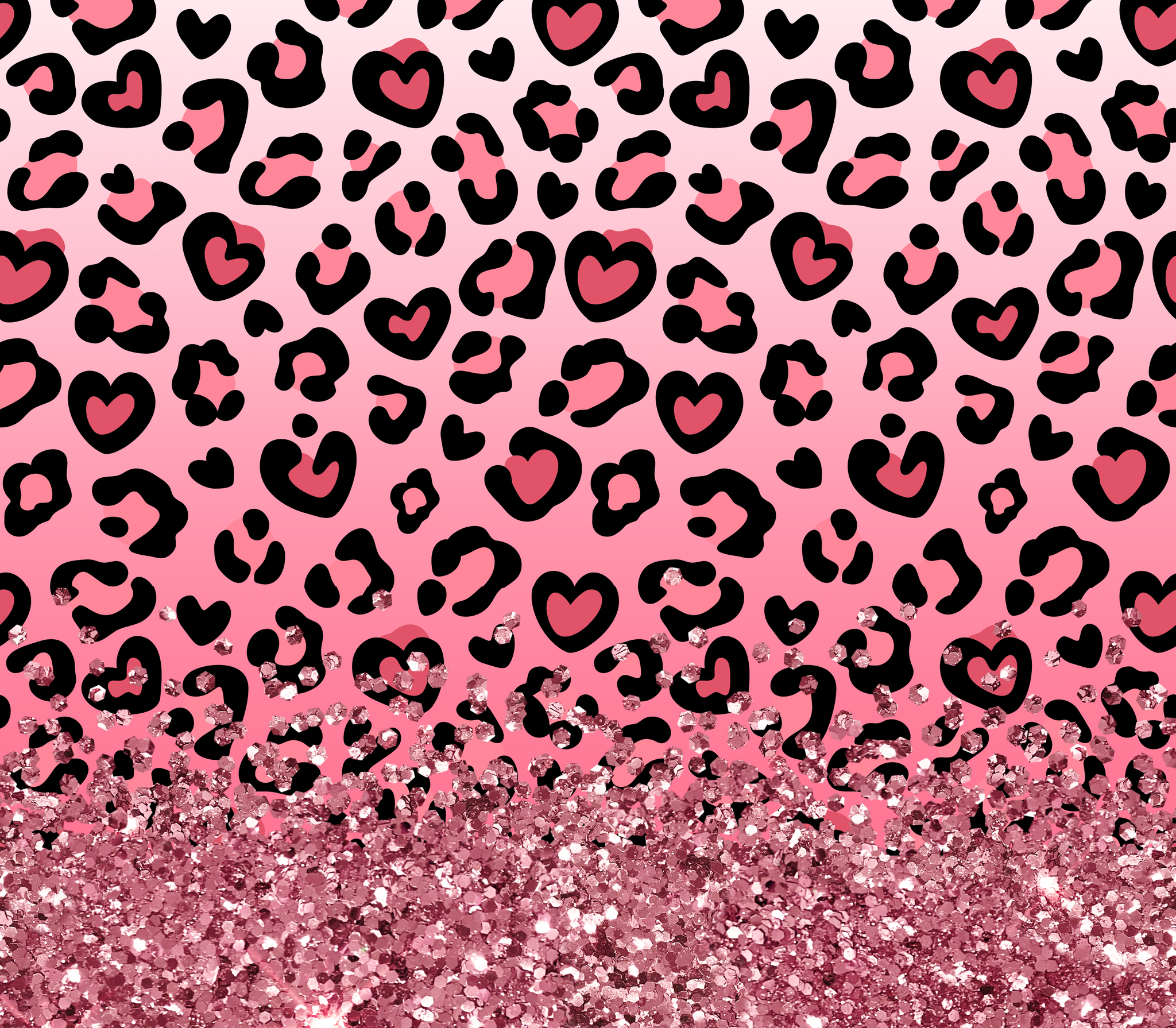 Pink Leopard and Glitter Sublimation Print | Tumbler Wrap
