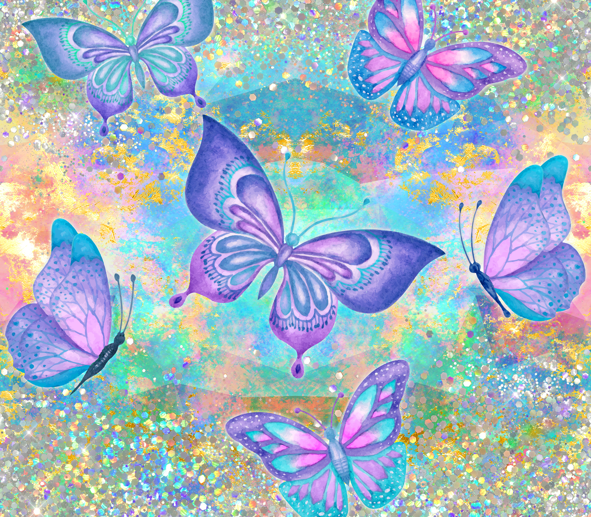 Colorful Butterfly Sublimation Print | Tumbler Wrap