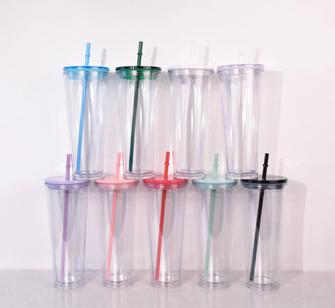 24oz Double Wall Tumbler with Colored Lid